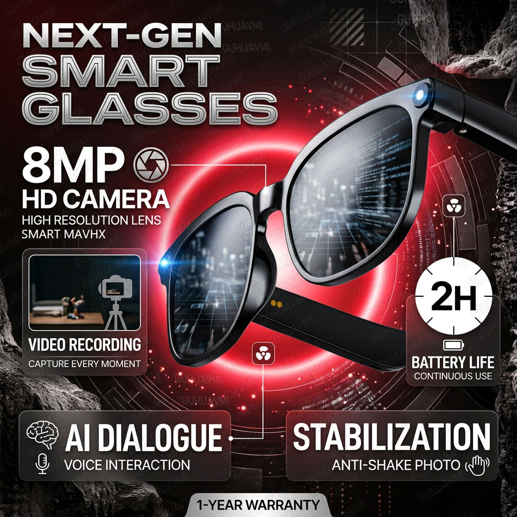 Smart Sunglasses Open Ear Music Calls - ワイヤレススマートカメラグラス 1080P HDビデオ録画 オープンイヤー Bluetooth 5.4