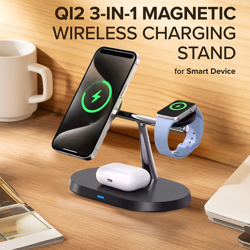 Smart Glasses Magnetic Charging Cable - 3 in 1 マグネット式ワイヤレス充電スタンド（MacSafe対応 iPhone 17/16/15/14