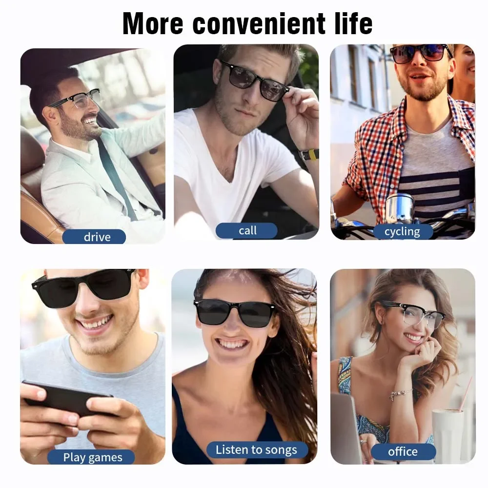 Smart Audio Glasses Bluetooth Polarized - VIKEFON E13 スマートグラス。ブルーライトカット機能付き偏光レンズ、内蔵マイクとスピーカー、タッチ操作と音声アシスタント機能搭載。