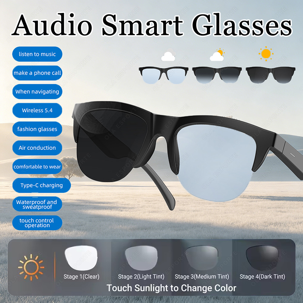 Smart Audio Glasses Touch Control - スマートグラス フォトクロミック Bluetooth ワイヤレス ハンズフリー通信 オーディオ