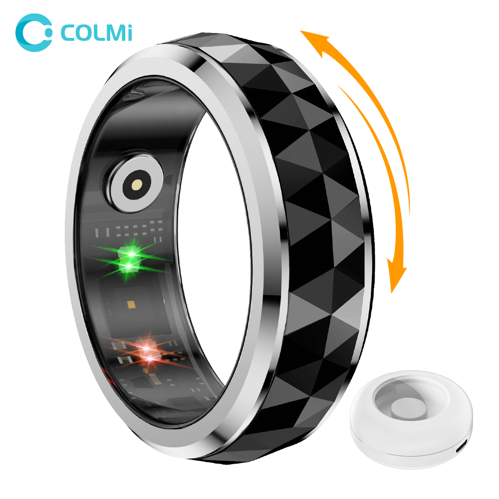 Smart Ring Health Tracker Blood Oxygen - 男性用スマートフィジェットスピナー,不安を和らげるリング,充電ケース,睡眠モニター,5気圧防水,COLMI-R11,2024