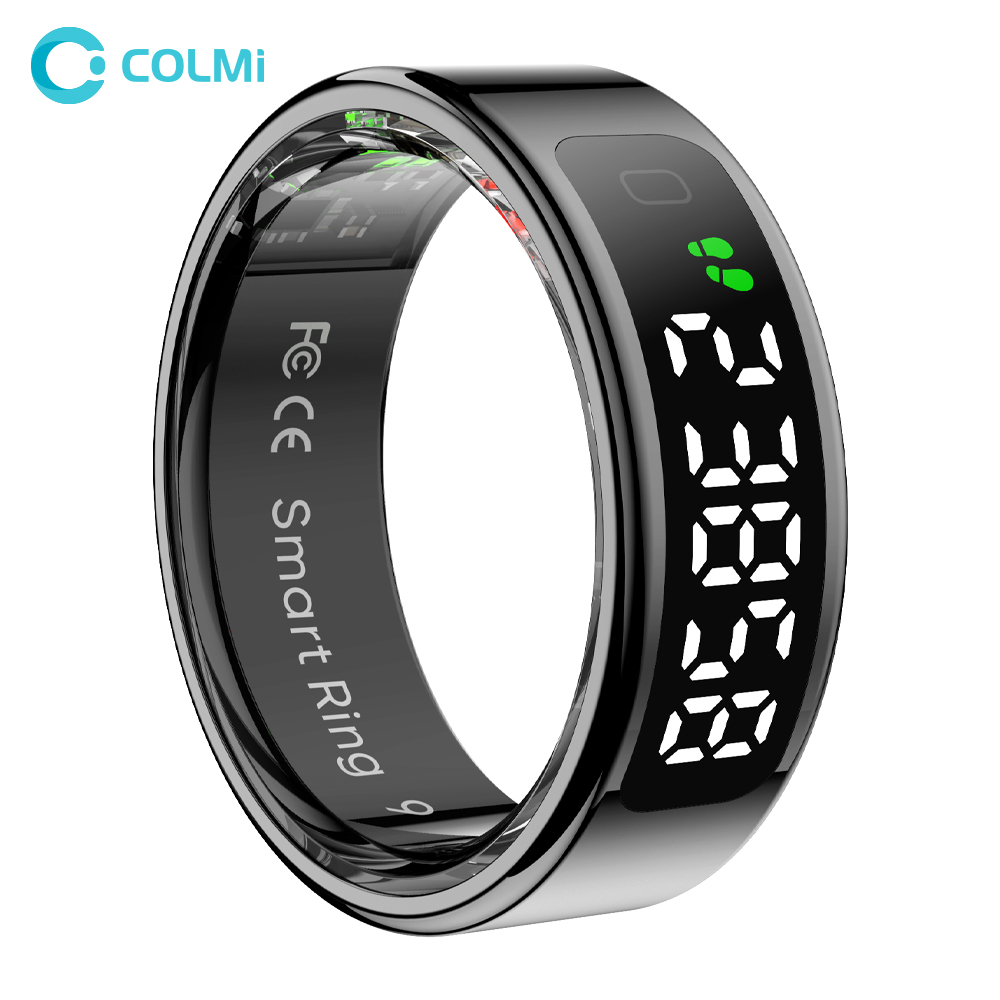 Smart Ring Health Tracker Blood Oxygen - 男性と女性のためのタッチスクリーン付きスマートリング,ヘルスマネージャー,ワイヤレス充電,5気圧,防水,COLMI-R12