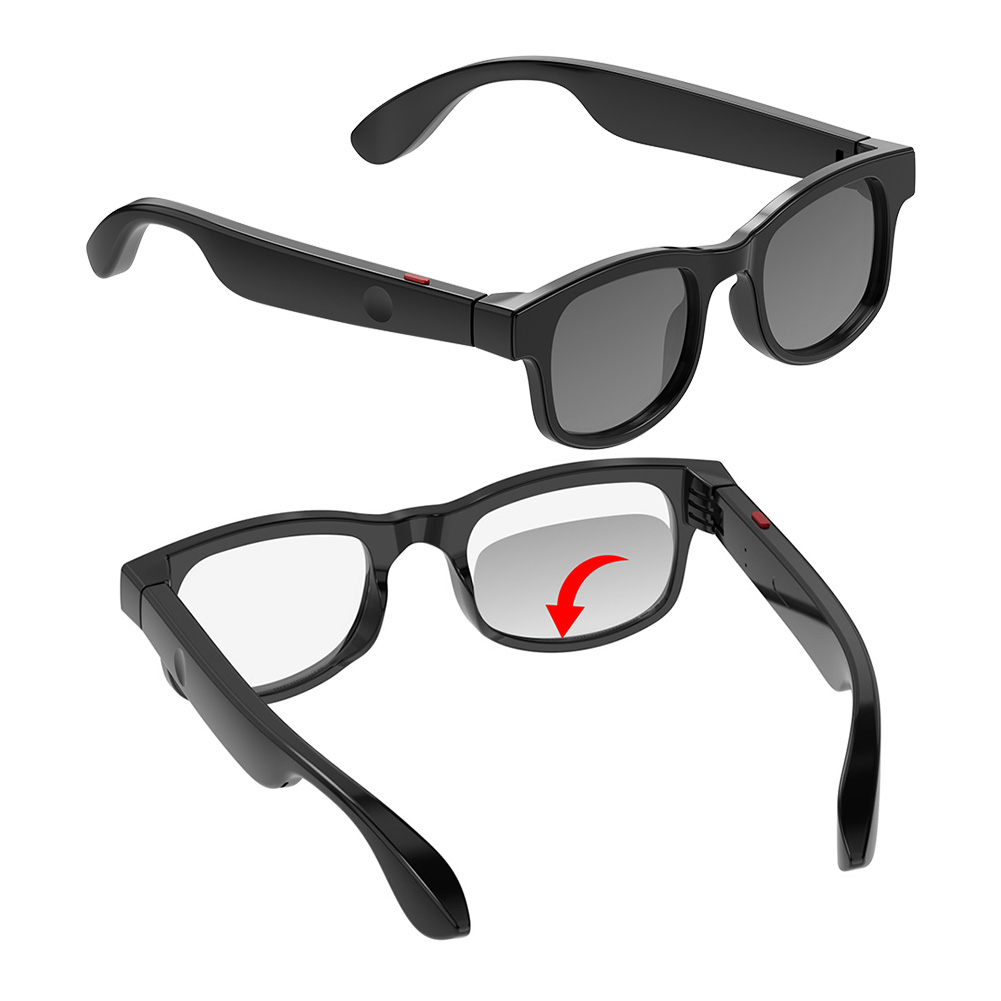 Blue Light Blocking Smart Audio Glasses - AI翻訳スマートグラス、144言語対応スマートオーディオサングラス、内蔵マイク＆スピーカー、女性男性向け