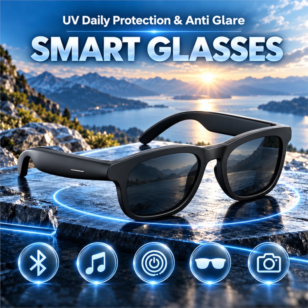 Smart Audio Glasses Touch Control - スマートオーディオグラス、Bluetoothワイヤレスヘッドセット、ハンズフリー通話、音声アシスタント、タッチコントロール、自撮り、運転、旅行、グレア防止機能