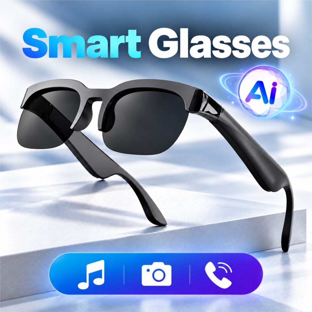 Smart Audio Glasses Touch Control - 最新のスマートグラス。ワイヤレスBluetooth通話、音楽再生機能付き。スポーツや運転時に最適な、高音質オーディオ機能を搭載したサングラス型ヘッドホン。タッチ操作でセルフィーも可能。
