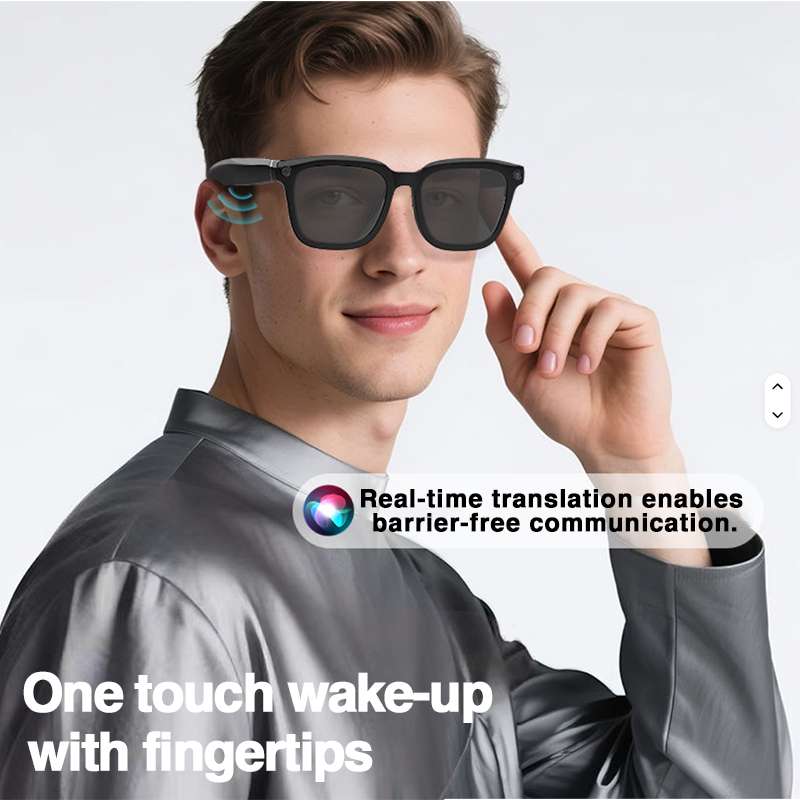 Blue Light Blocking Smart Audio Glasses - 最新の高性能スマートグラス。ブルーライトカット機能、指向性オーディオ、リアルタイム翻訳、1080p解像度、タッチコントロール、IPX-5防水性能。