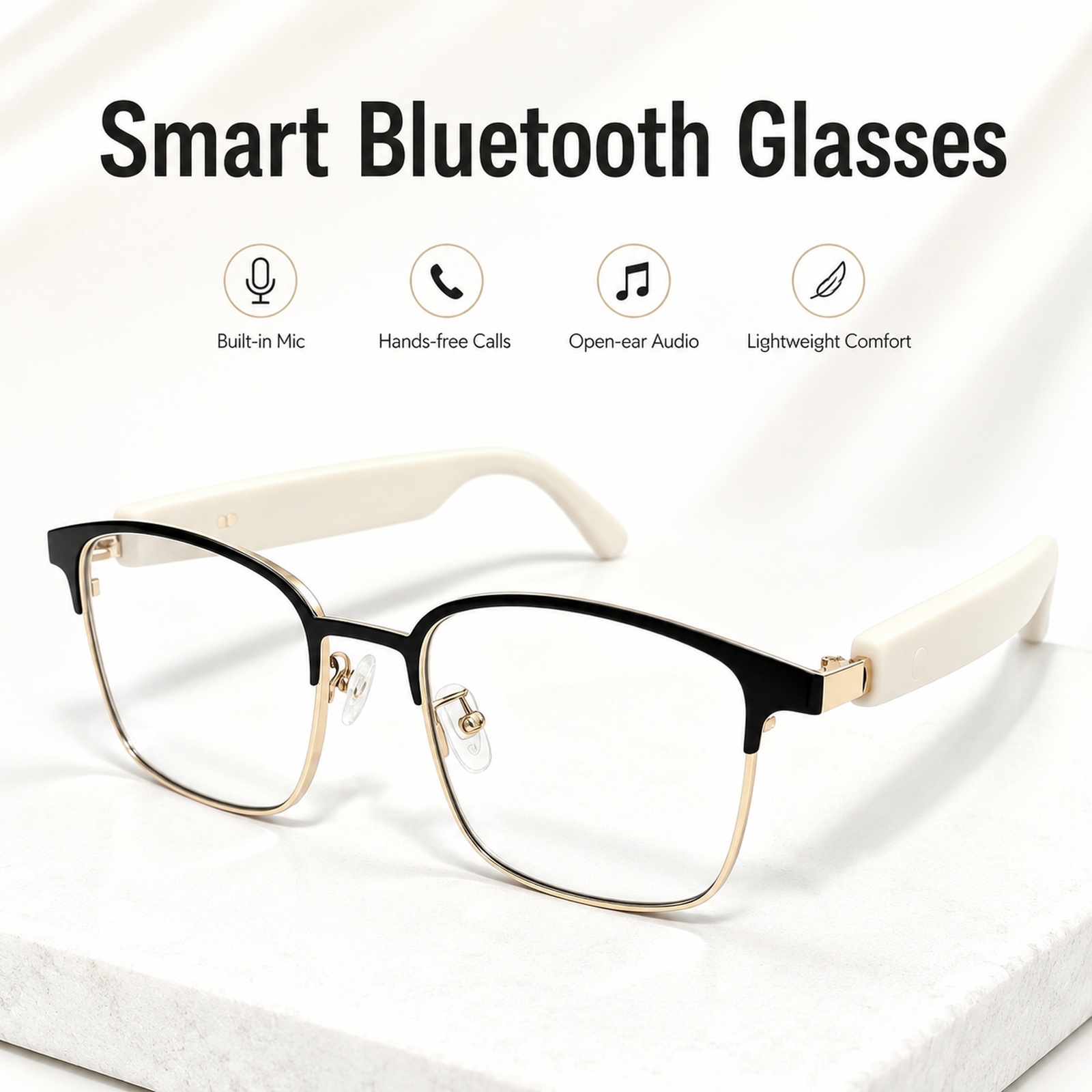 Smart Sunglasses Open Ear Music Calls - オフィスや運転用のオープンイヤーBluetoothメガネ、調光サングラス、日常使いのためのスマートAI音声制御スマートグラス