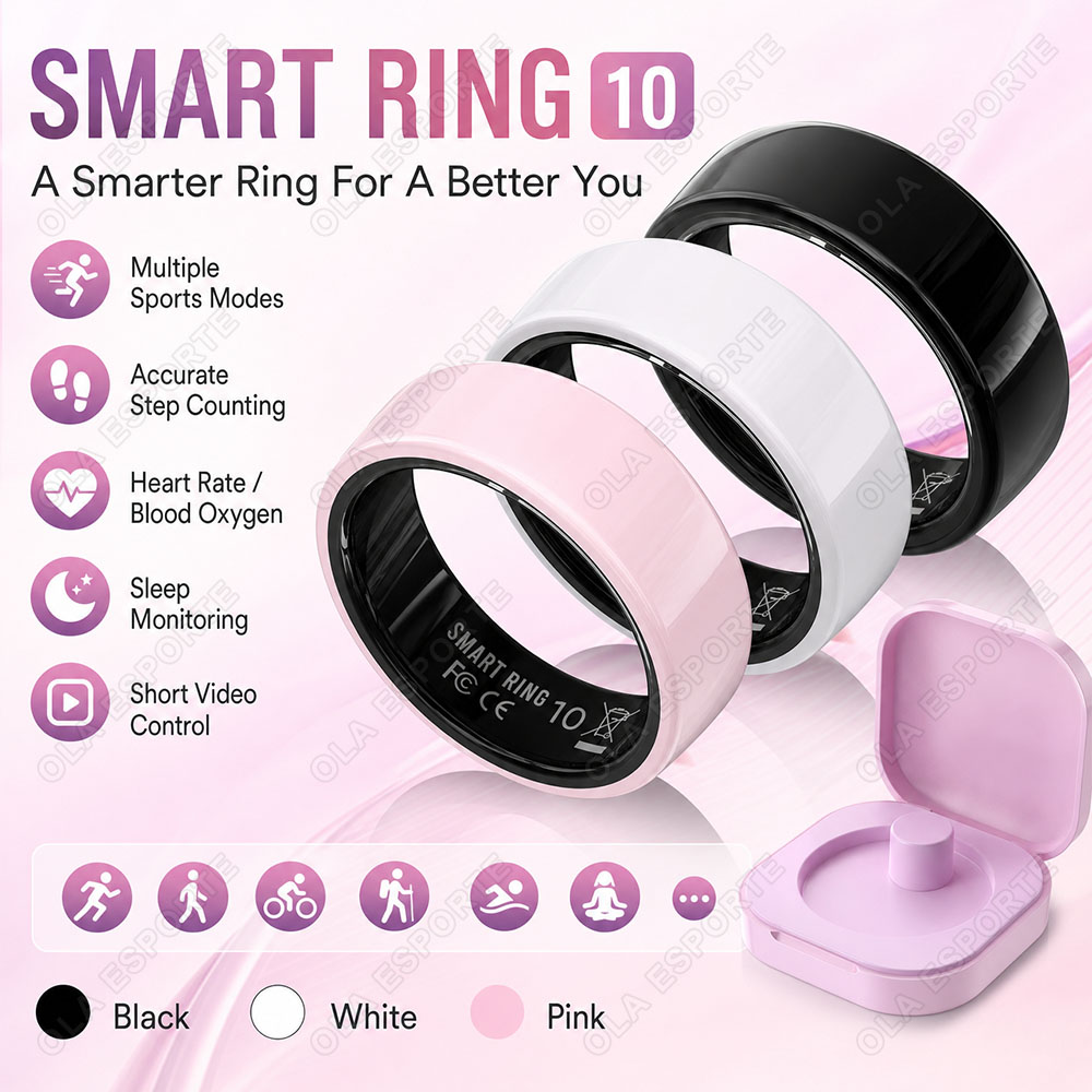 Smart Ring Health Tracker Blood Oxygen - 2026年型 新しいセラミック製スマートリング。24時間心拍数モニタリング、フィットネス活動追跡、歩数計機能を搭載。女性向け健康スマートリング R12。