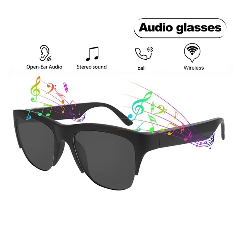 Smart Audio Glasses Touch Control - タッチコントロールサングラス ブラック スマート Bluetooth オーディオグラス UV