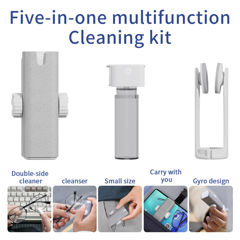 Eyewear Cleaning Cloth Microfiber Kit - 5in1 メガネクリーニングクロス メガネクリーニング液スプレーボトルクリーニングキット 多機能携帯電話画面クリーニングキット