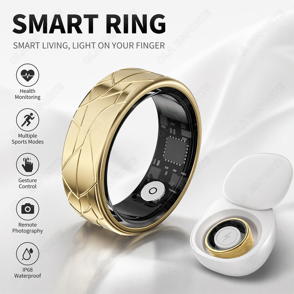 Smart Ring Health Tracker Blood Oxygen - ステンレス製スマートリング 防水 24時間健康モニタリング 睡眠 心拍数 多種スポーツモード