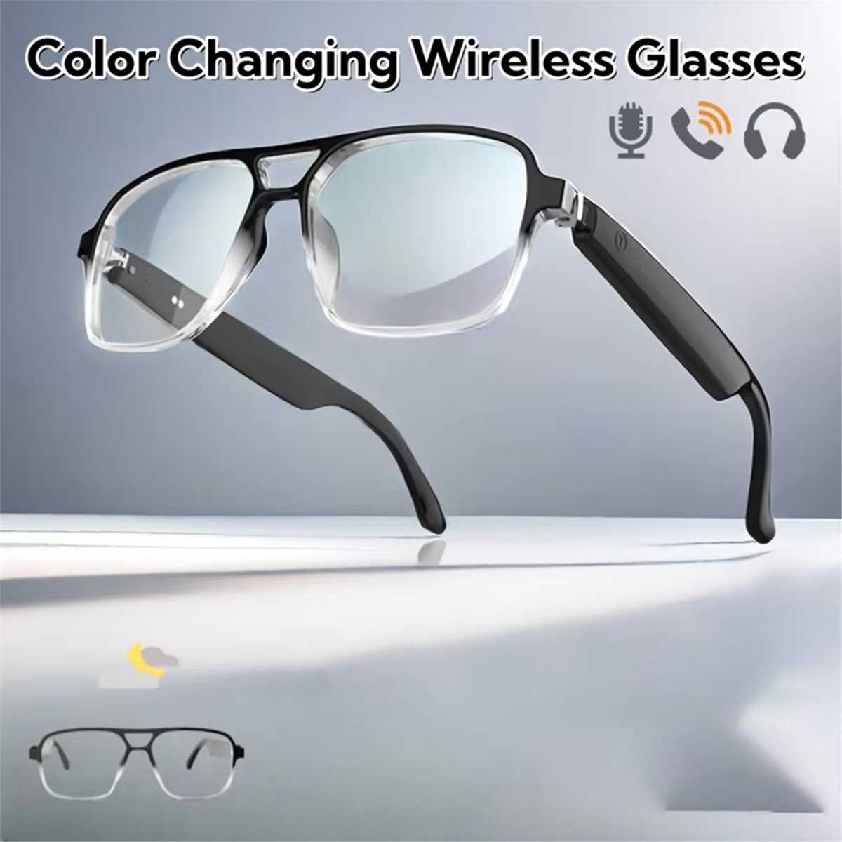 Photochromic Smart Sunglasses Audio - ワイヤレスオーディオ機能付きスマートグラス、ブルーライトカットと紫外線対策機能を備えた調光レンズサングラス、内蔵スピーカー