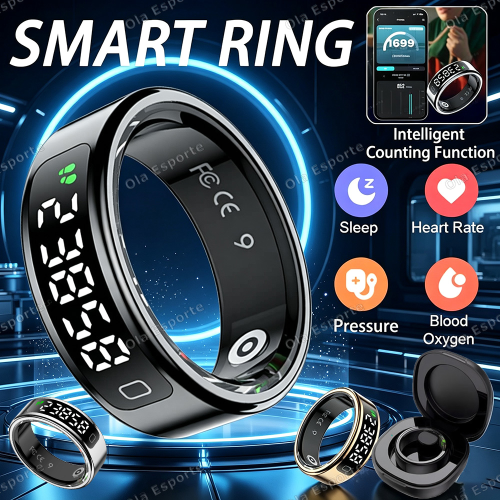 Smart Ring Health Tracker Blood Oxygen - 新型スマートリング充電ケース、心拍数・血圧モニター、男女兼用スマートリング、防水、健康、マルチスポーツリングR12