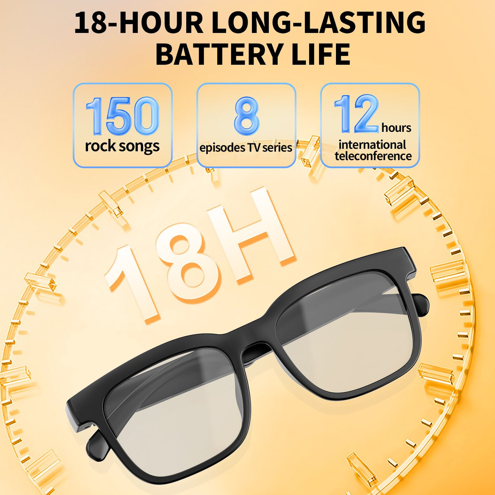 Blue Light Blocking Smart Audio Glasses - 女性と男性向けのオーディオスマートグラス、ブルーライトカット、調光レンズ、デュアルステレオスピーカー、音声コントロール通話、HiFiサウンド