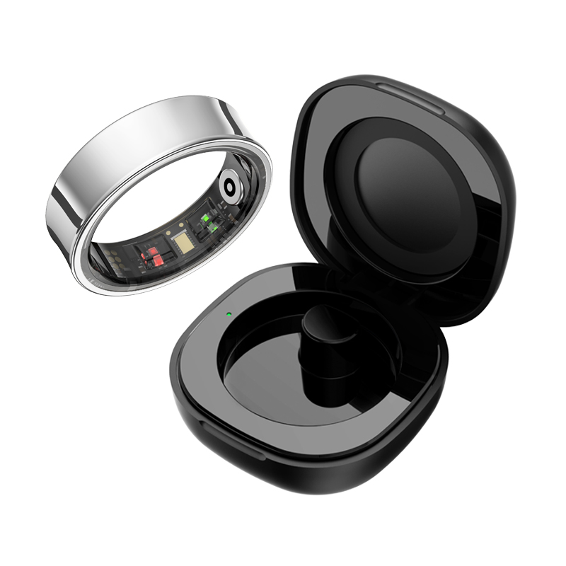 Smart Ring Health Tracker Blood Oxygen - 充電ケース付きのスマートリング。男女兼用。体温、健康状態、睡眠をモニタリング。Android/iOSスマートフォンに対応。バッテリー持続時間は60日。モデル：R09。