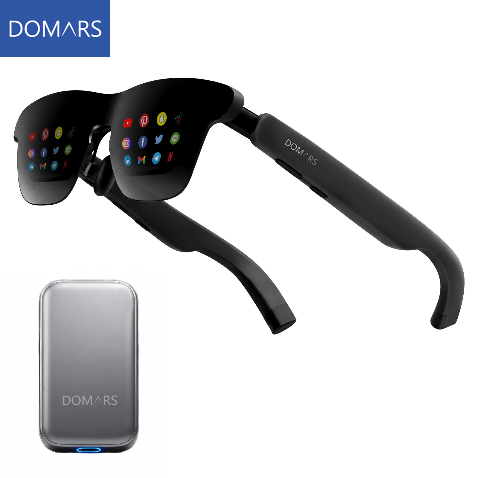 Ar Smart Glasses Display Micro Oled - Domars GT スマートARグラス、マジックボックス付き、201インチのバーチャルスクリーン、マイクロOLED 120Hzディスプレイ、映画やゲーム用3D対応
