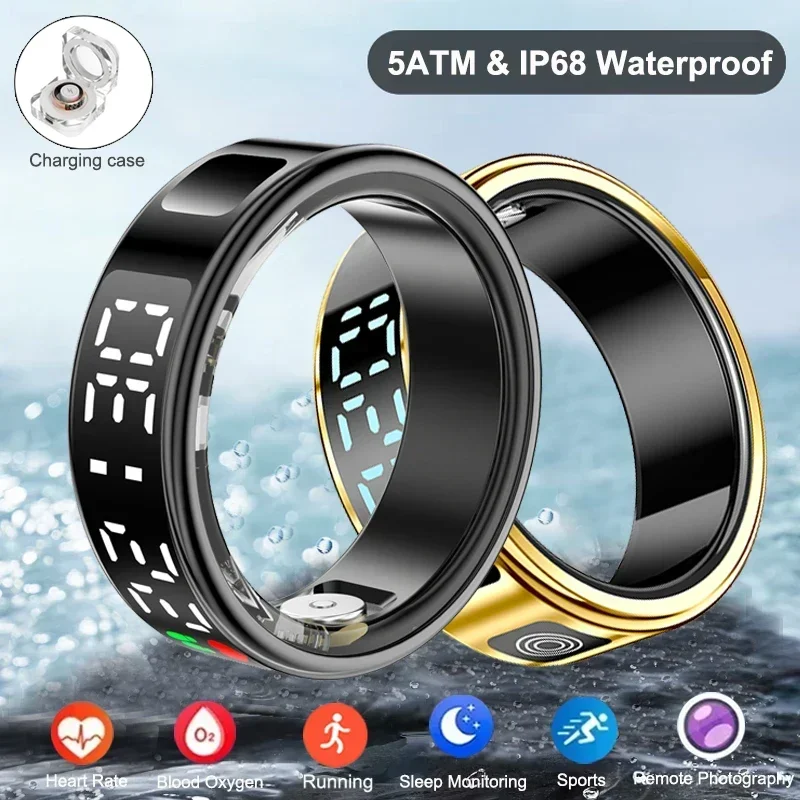 Smart Ring Health Tracker Blood Oxygen - 男性と女性のための多機能ヘルストラッカー,スマートリング,心拍数,血液,酸素モニター,スポーツ,5気圧防水,睡眠フィットネス