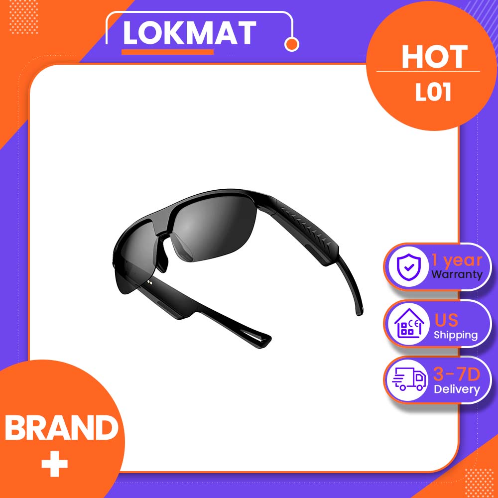 Smart Audio Glasses Touch Control - LOKMAT L01 スマートBluetoothグラス。Bluetooth 5.3対応のオープンイヤー型オーディオサングラス。タッチコントロール、ワイヤレス音楽再生・通話機能、GPSナビゲーション対応。スポーツ、アウトドア活動、日常使用に最適な快適な装着感。