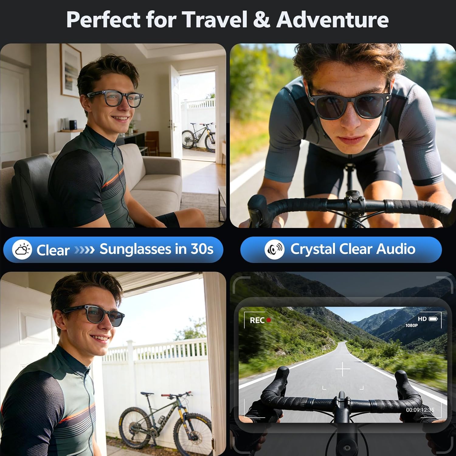 2026年 4K 8MP スマートグラス メンズ HDカメラ - Smart Glasses Camera Video Recording 1080P のレビューと価格
