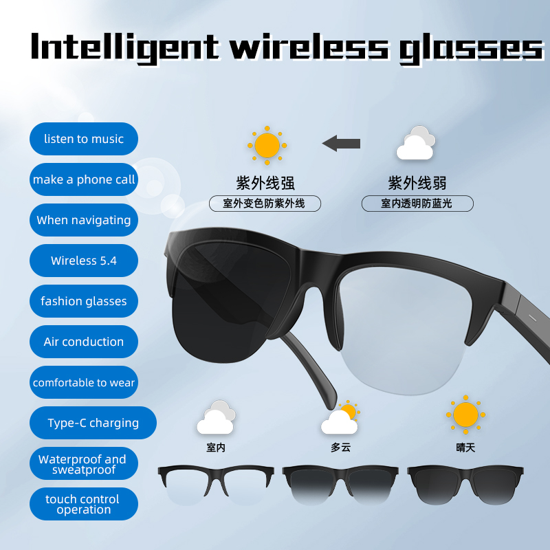 スマートグラス フォトクロミック Bluetooth ワイヤ - Smart Audio Glasses Touch Control のレビューと価格
