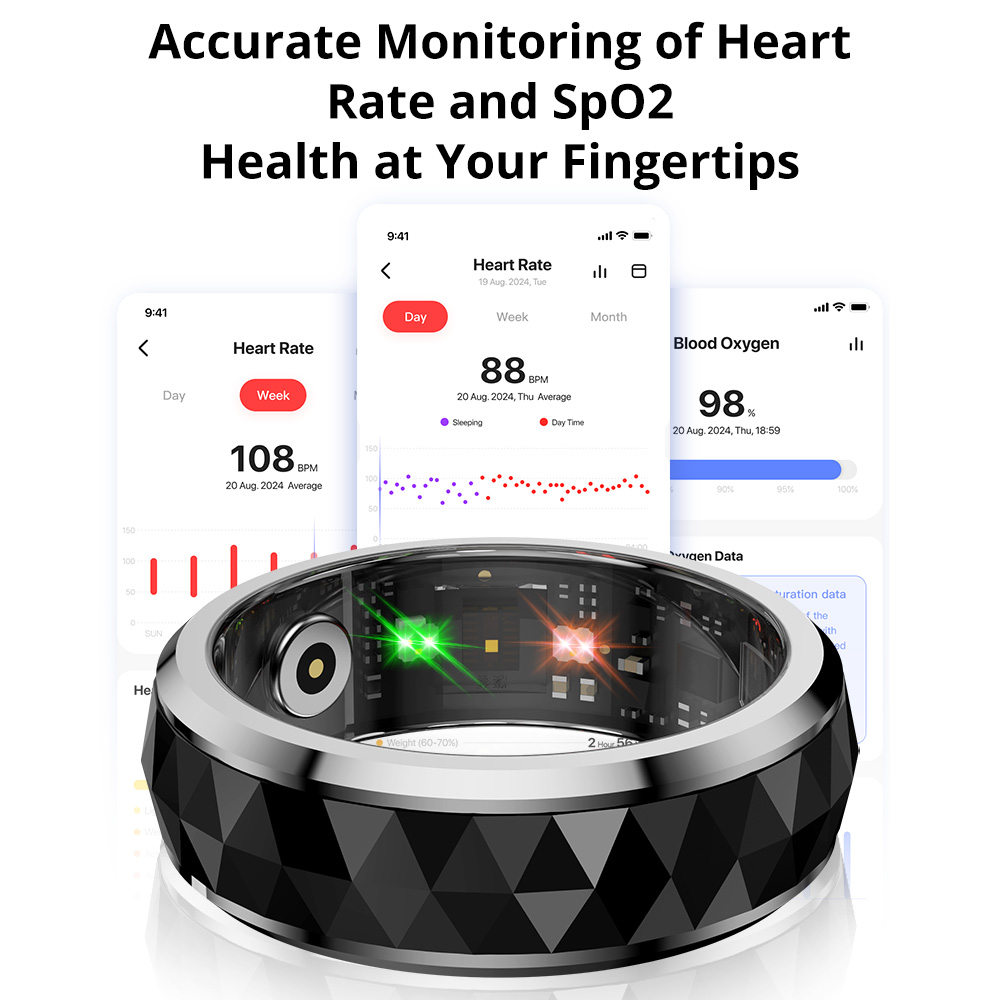 男性用スマートフィジェットスピナー,不安を和らげるリング,充 - Smart Ring Health Tracker Blood Oxygen のレビューと価格
