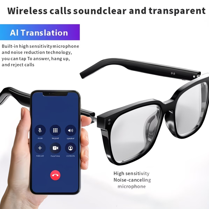 ワイヤレスAIスマート翻訳メガネ、100以上の言語に対応した - Blue Light Blocking Smart Audio Glasses のレビューと価格
