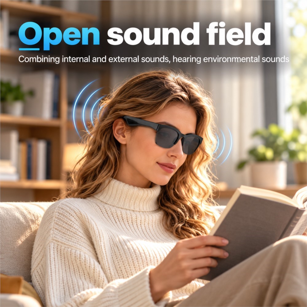 最新のスマートグラス。ワイヤレスBluetooth通話、音楽 - Smart Audio Glasses Touch Control のレビューと価格