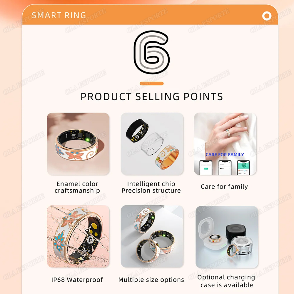 新しいエナメル職人技スマートリング女性用睡眠モニター血中酸素 - Smart Ring Health Tracker Blood Oxygen のレビューと価格