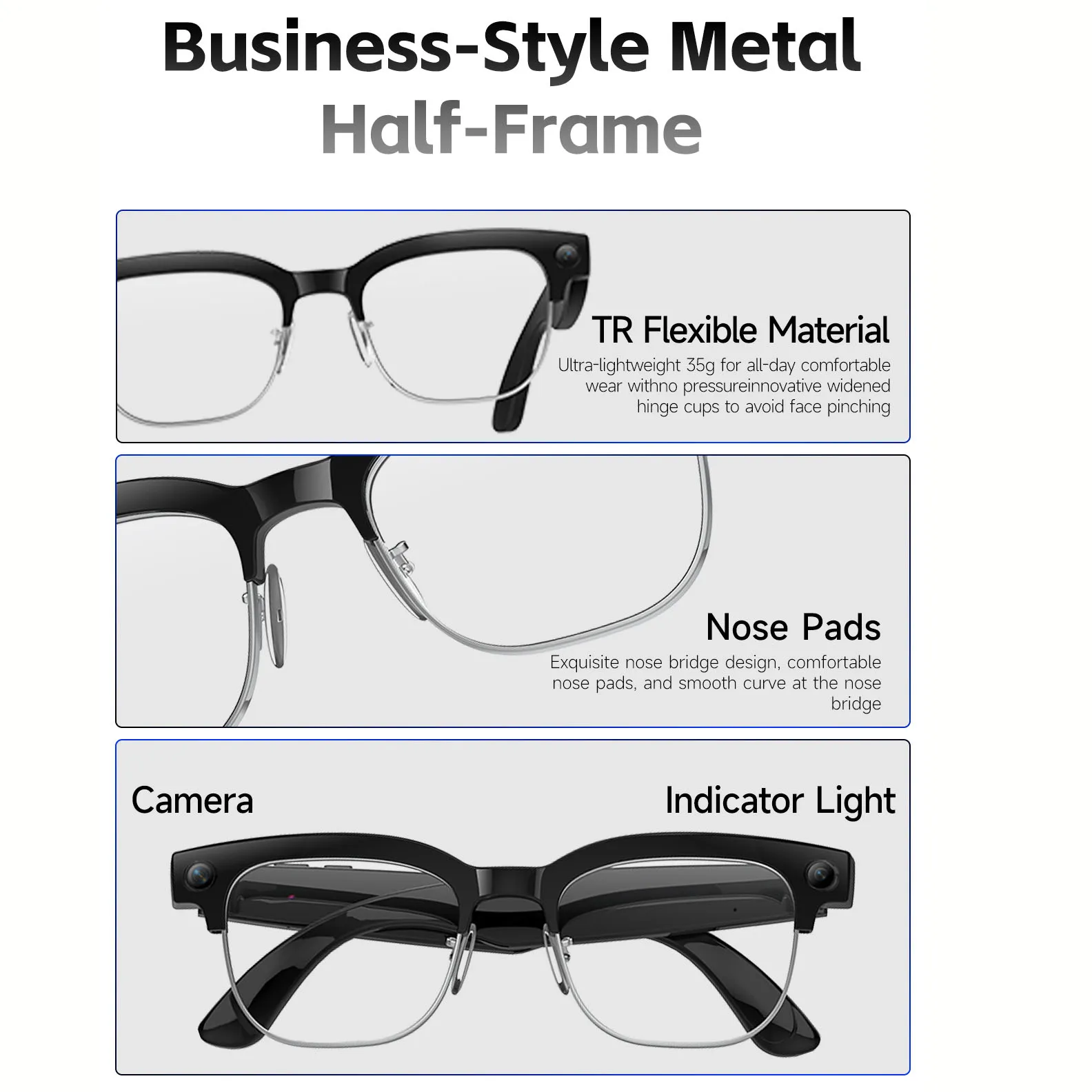 AIスマートグラス：音声起動、Hey Lens、物体認識、タ - Smart Audio Glasses Touch Control のレビューと価格