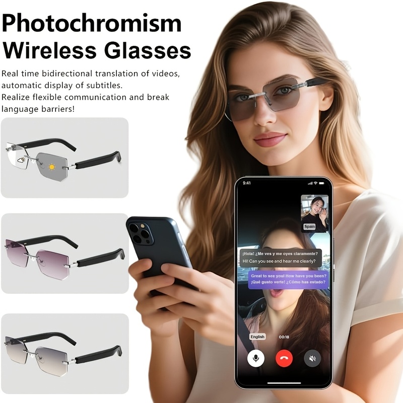ファッショナブルなスマートオーディオサングラス、調光レンズ搭 - Photochromic Smart Sunglasses Audio のレビューと価格