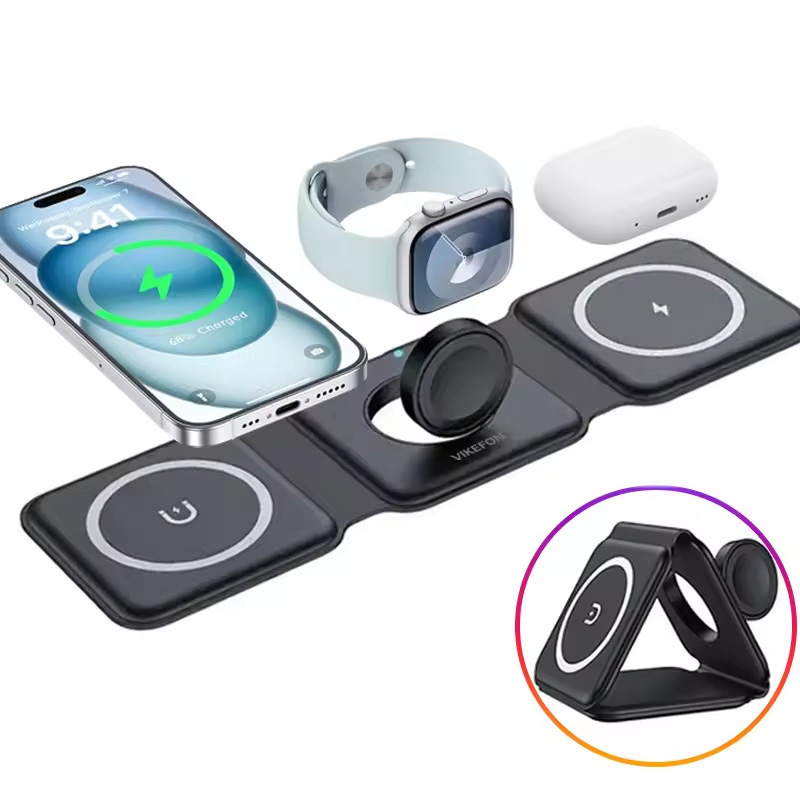 3-in-1 磁気折りたたみ式ワイヤレス充電器、15W急速充 - Smart Glasses Magnetic Charging Cable のレビューと価格