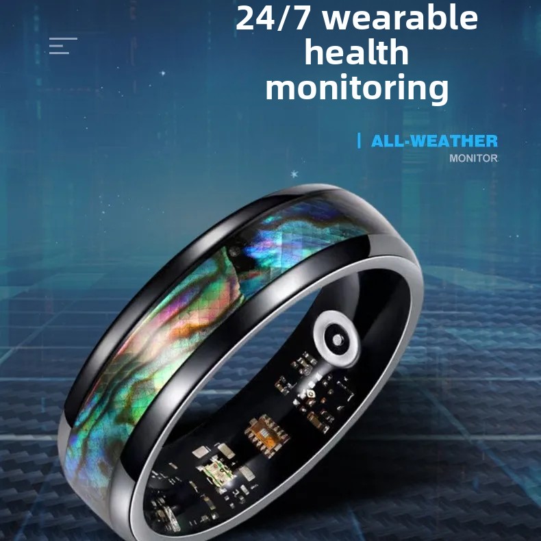 カラフルなアワビの貝殻スマートリングフィットネストラッカー心 - Smart Ring Health Tracker Blood Oxygen のレビューと価格