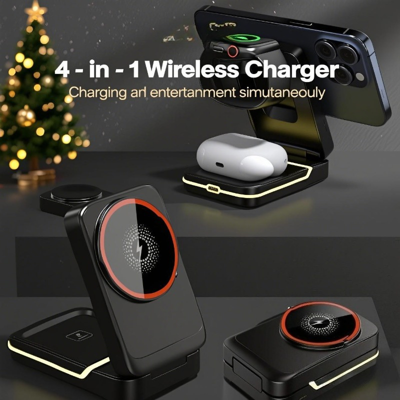 3 in 1 磁気折りたたみ式トラベル高速ワイヤレス充電スタ - Smart Glasses Magnetic Charging Cable のレビューと価格