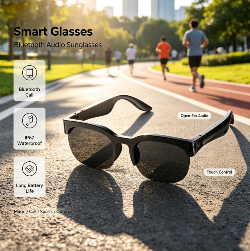 Bluetoothオーディオスマートグラス オープンイヤーオ - Smart Audio Glasses Touch Control のレビューと価格