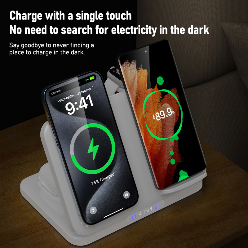 4 in 1 デュアルフォン ワイヤレス充電スタンド 磁気急 - Smart Glasses Magnetic Charging Cable のレビューと価格