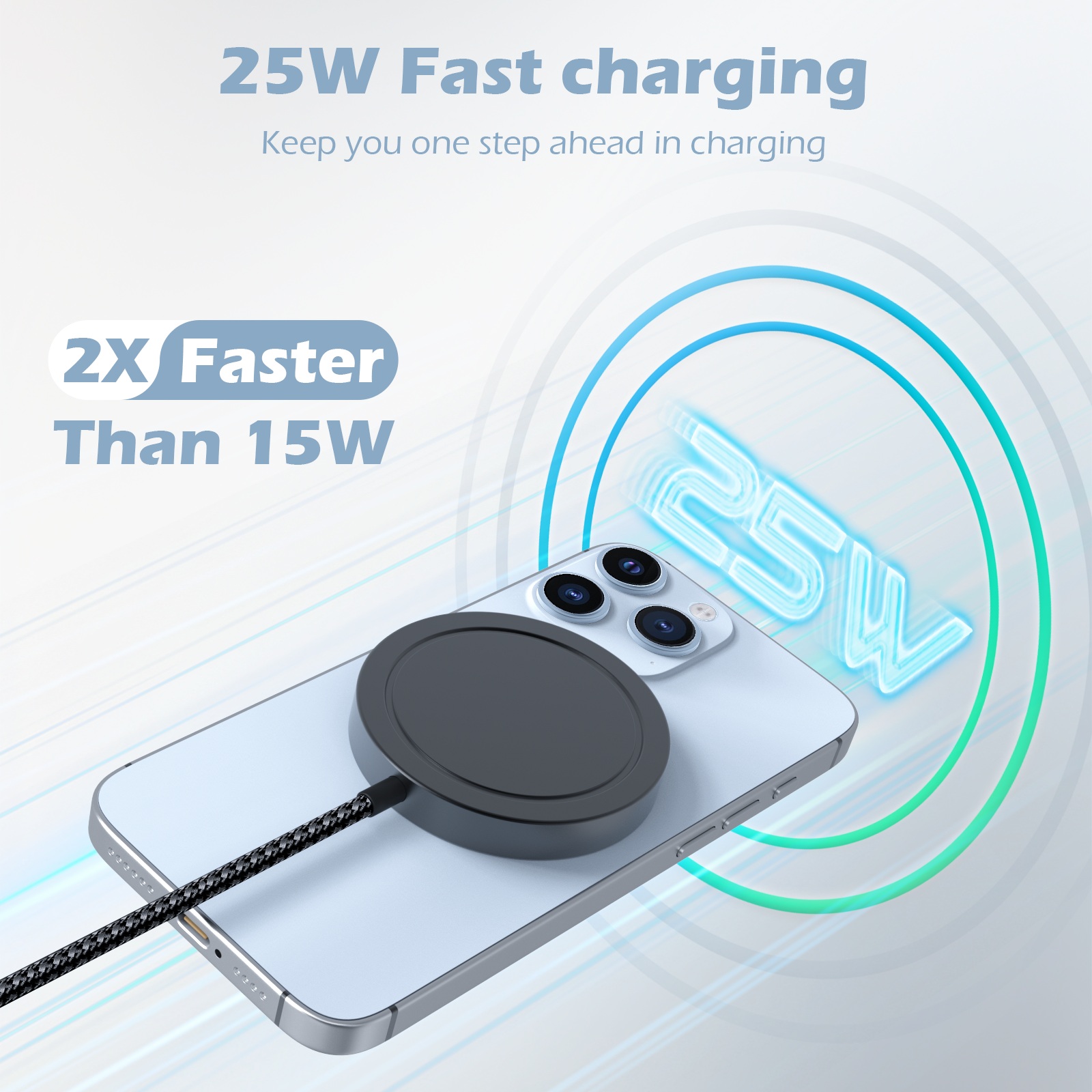 25W マグネティックワイヤレス充電器 iPhone 16  - Smart Glasses Magnetic Charging Cable のレビューと価格