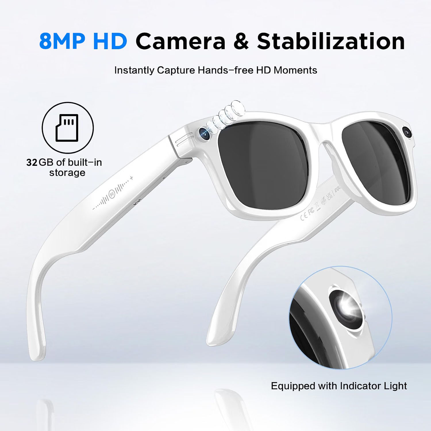 最新のTOP1スマート800Wピクセルカメラグラス。男性用、 - Smart Glasses Camera Video Recording 1080P のレビューと価格