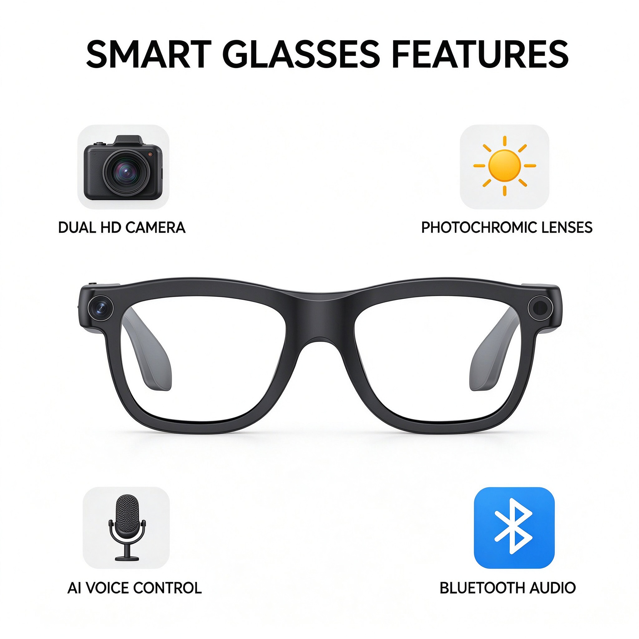 E09C AIスマートグラス、調光レンズ、デュアルHDカメラ - Photochromic Smart Sunglasses Audio のレビューと価格