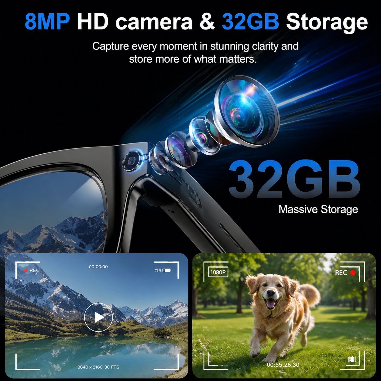 2026年AIスマートグラス、8MPカメラ搭載、Blueto - Smart Glasses Camera Video Recording 1080P のレビューと価格
