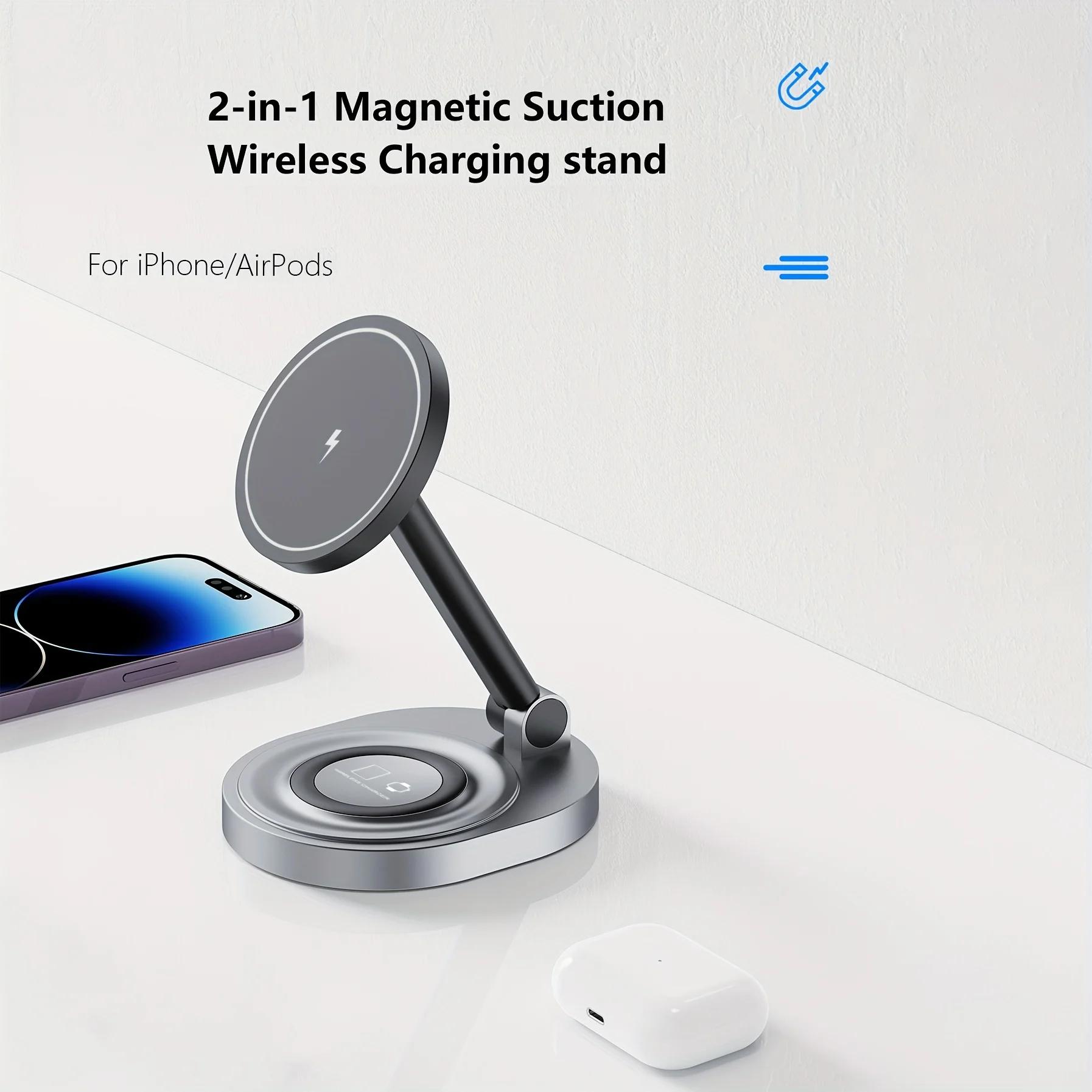 2 で 1 磁気ワイヤレス充電器スタンドパッド iPhone - Smart Glasses Magnetic Charging Cable のレビューと価格