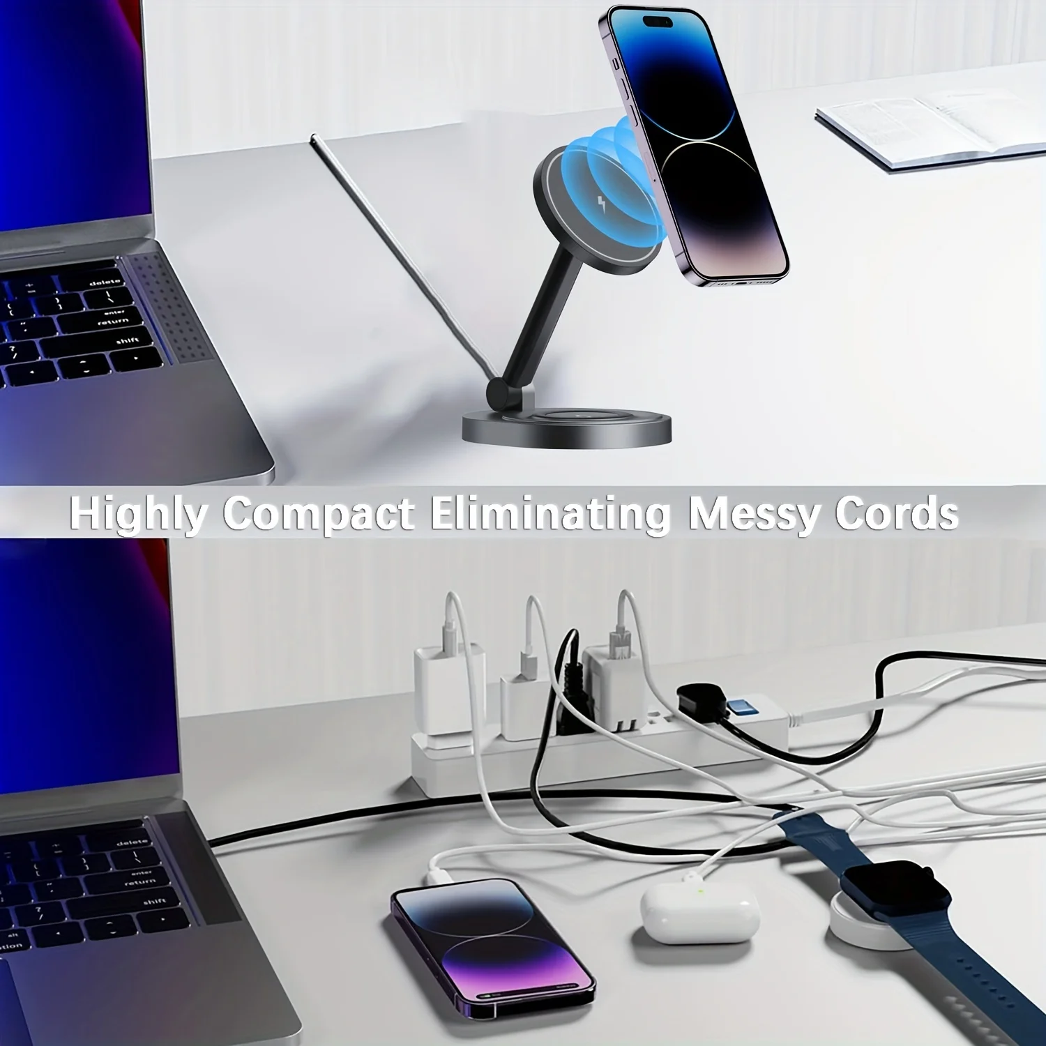 2 で 1 磁気ワイヤレス充電器スタンドパッド iPhone - Smart Glasses Magnetic Charging Cable のレビューと価格