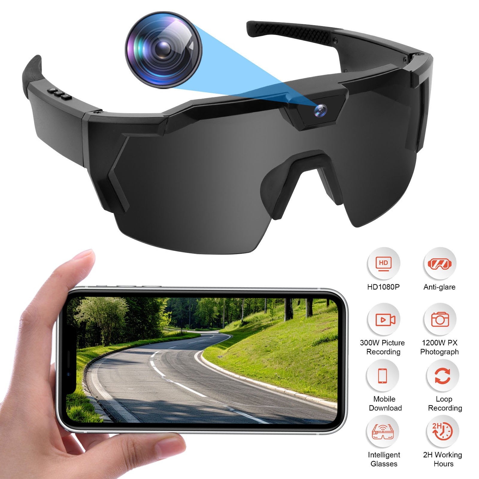 スマートカメラグラス HD 1080P サイクリングアクショ - Smart Glasses Camera Video Recording 1080P のレビューと価格