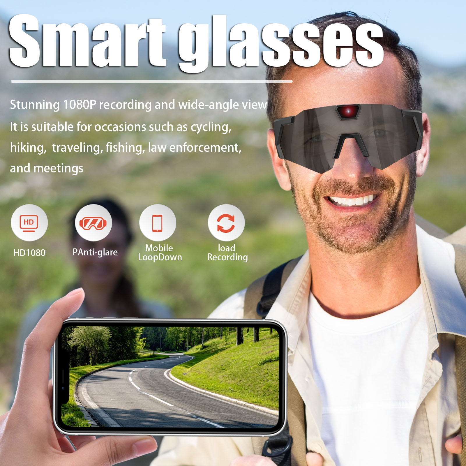 スマートカメラグラス HD 1080P サイクリングアクショ - Smart Glasses Camera Video Recording 1080P のレビューと価格