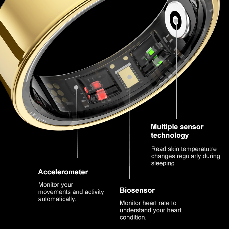 充電ケース付きのスマートリング。男女兼用。体温、健康状態、睡 - Smart Ring Health Tracker Blood Oxygen のレビューと価格