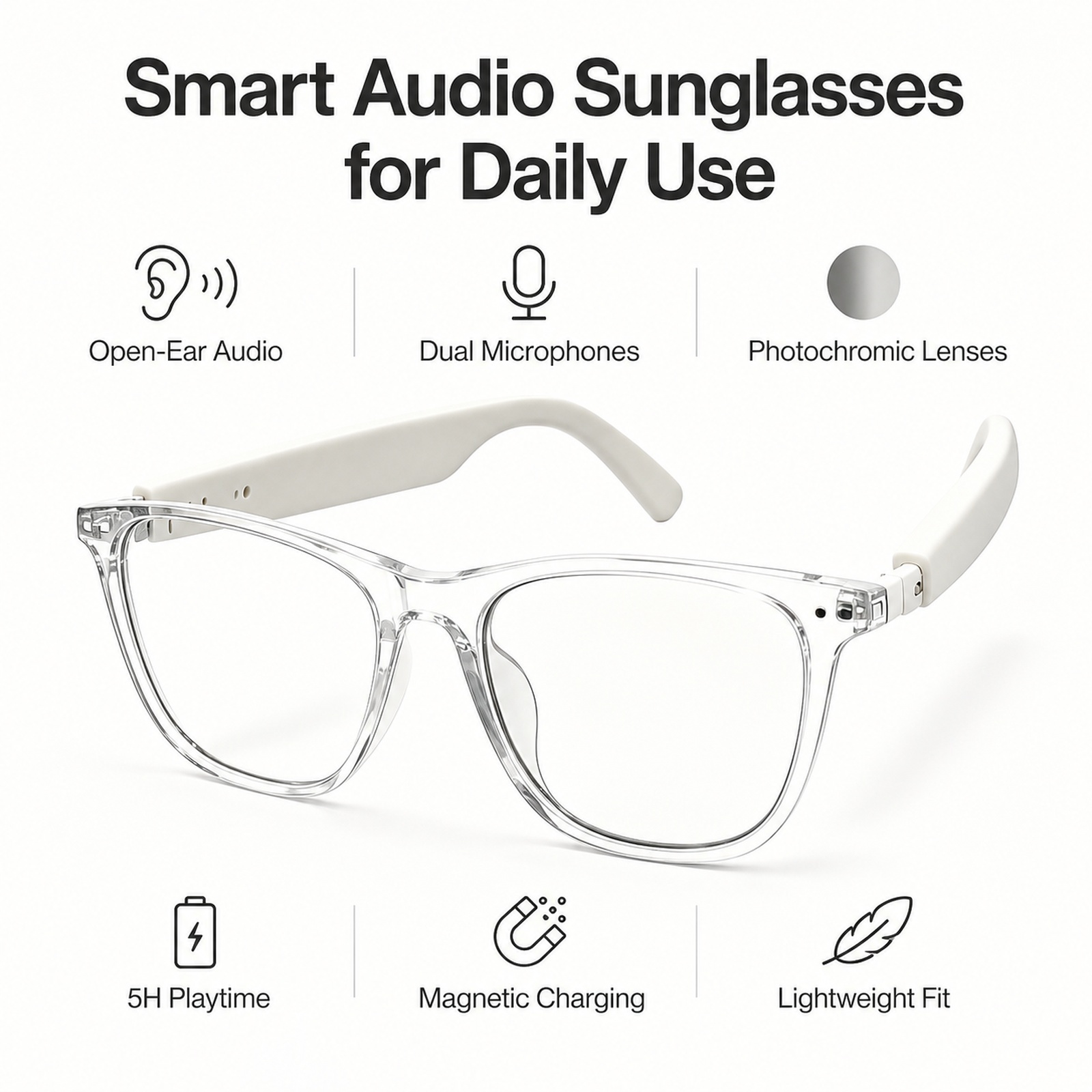 スマートブルートゥース調光メガネ　売れ筋商品　ハンズフリー通 - Photochromic Smart Sunglasses Audio のレビューと価格