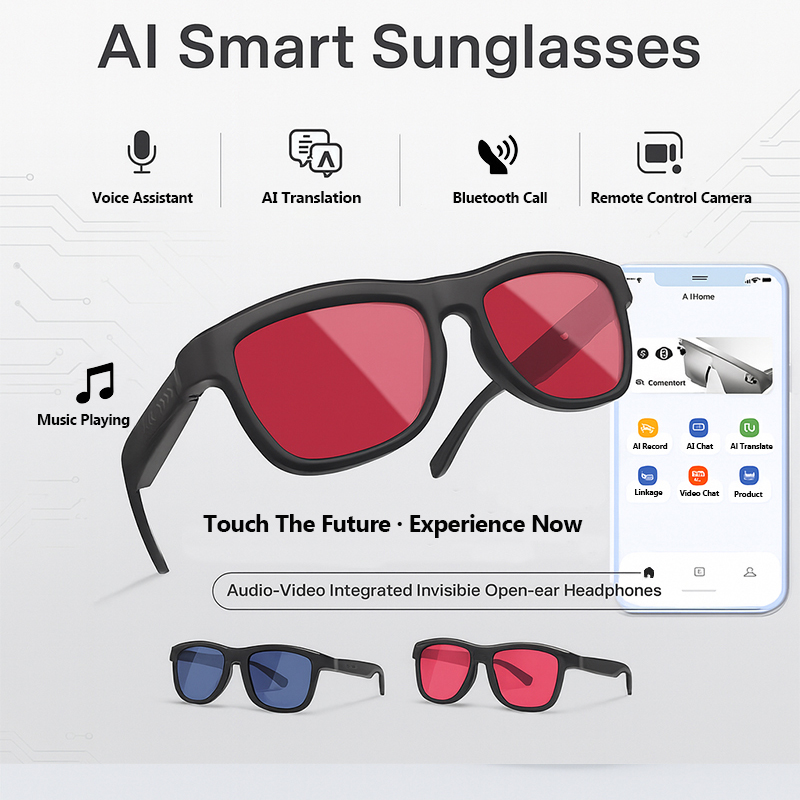 AI翻訳スマートタッチ自動調光サングラス 男女兼用 Blue - Photochromic Smart Sunglasses Audio のレビューと価格