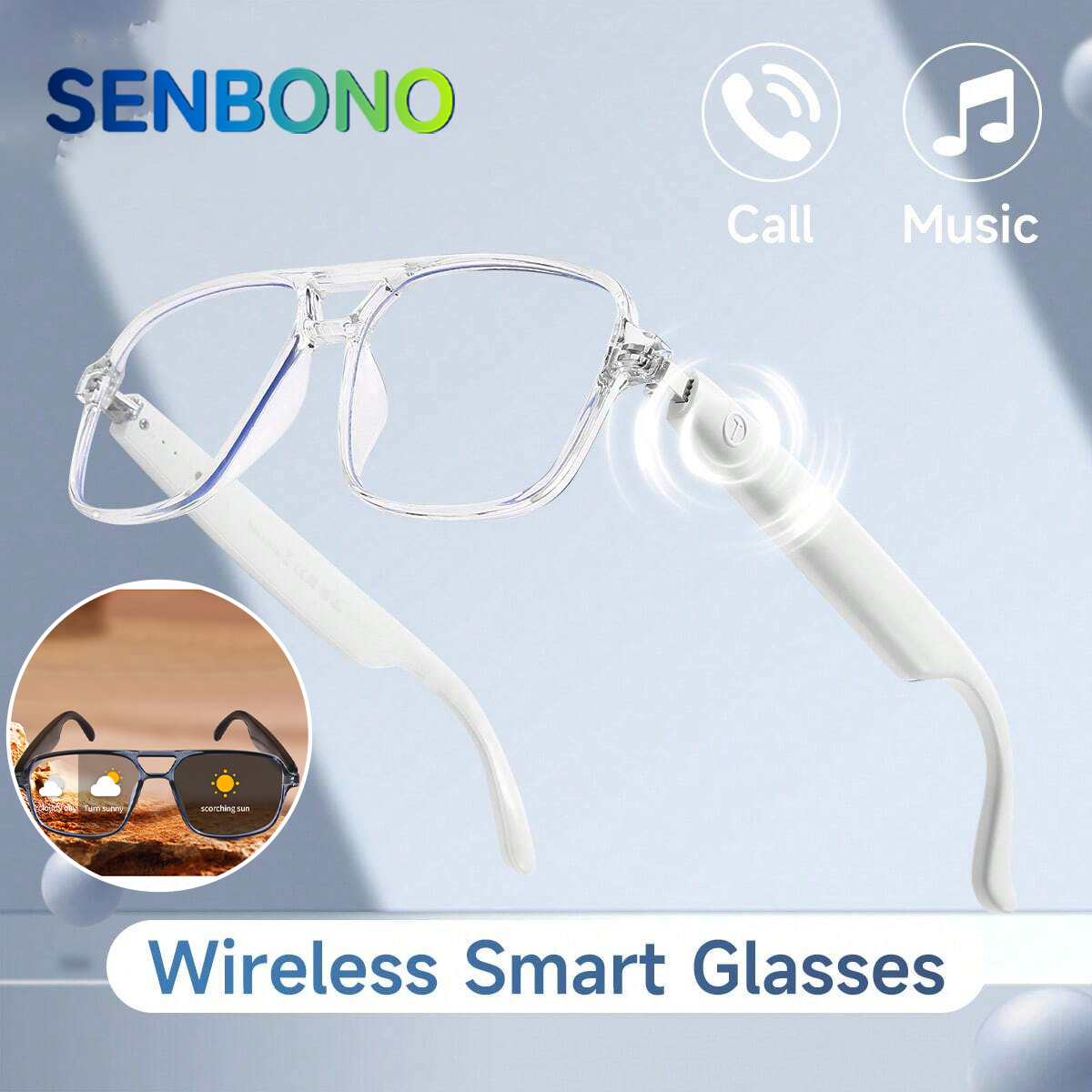 SENBONO スマートグラスワイヤレスオーディオフォトクロ - Photochromic Smart Sunglasses Audio のレビューと価格