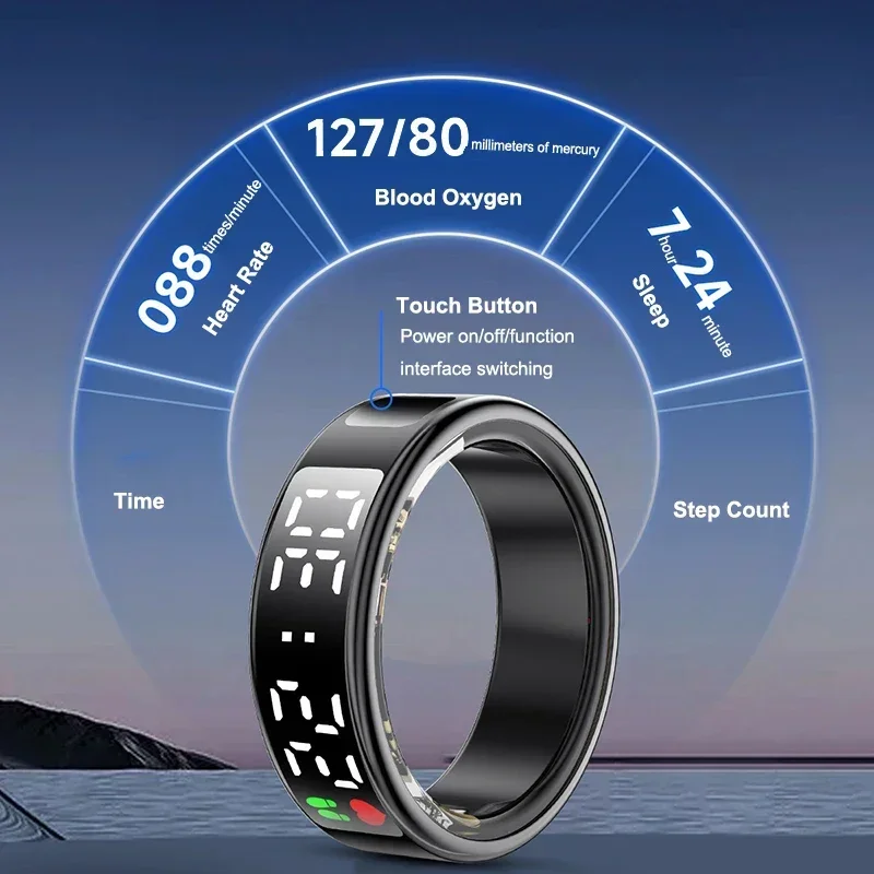 男性と女性のための多機能ヘルストラッカー,スマートリング,心 - Smart Ring Health Tracker Blood Oxygen のレビューと価格